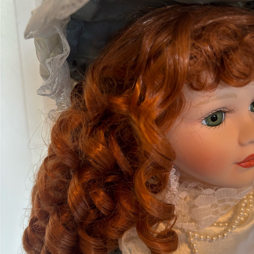 Elegant Blue Victorian Porcelain Doll - Picture 4 of 8